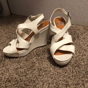 White wedge sandals size 8